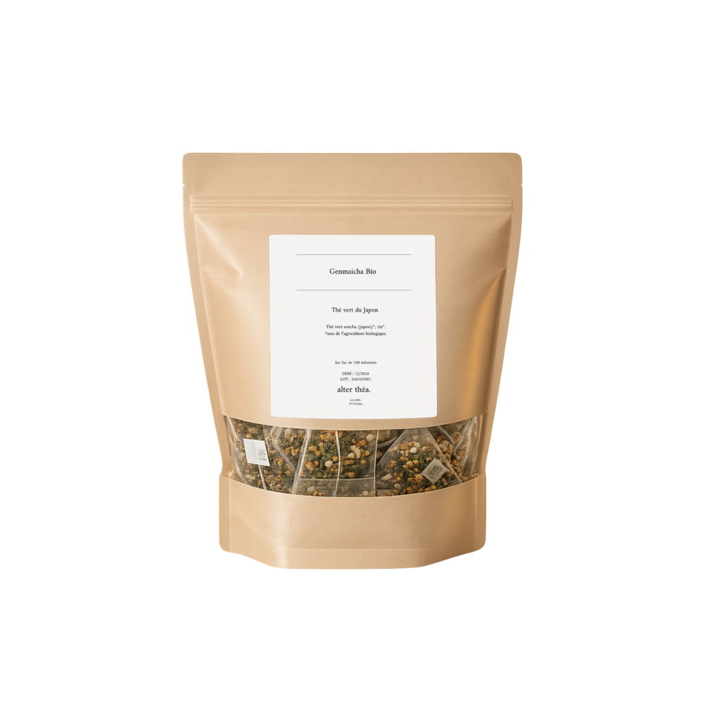 Alter Thēa Thé vert Création Origine Genmaicha Riz brun grillé & soufflé sachet Bio - 100 x 2,5g