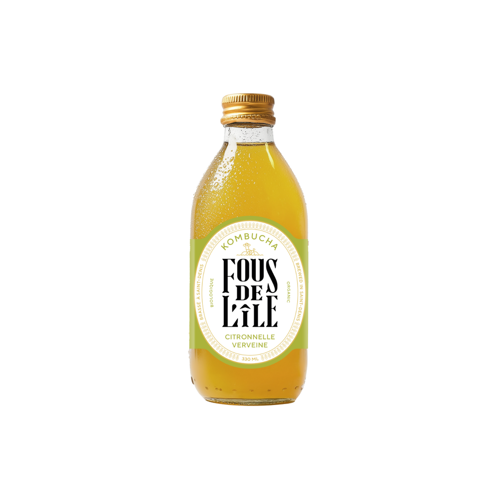 Fous de l'Île Kombucha Vivace (citronnelle-verveine) Bio verre - 12 x 330ml
