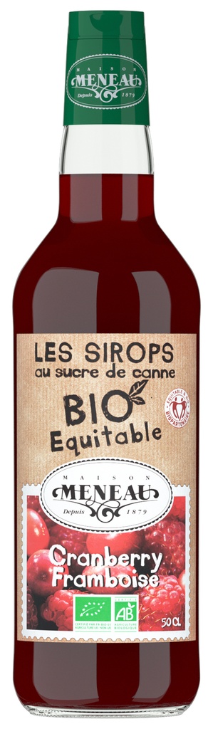 Meneau Sirop Cranberry Framboise Bio Verre - 1 x 50cl (🏷️ PROMO -50%)